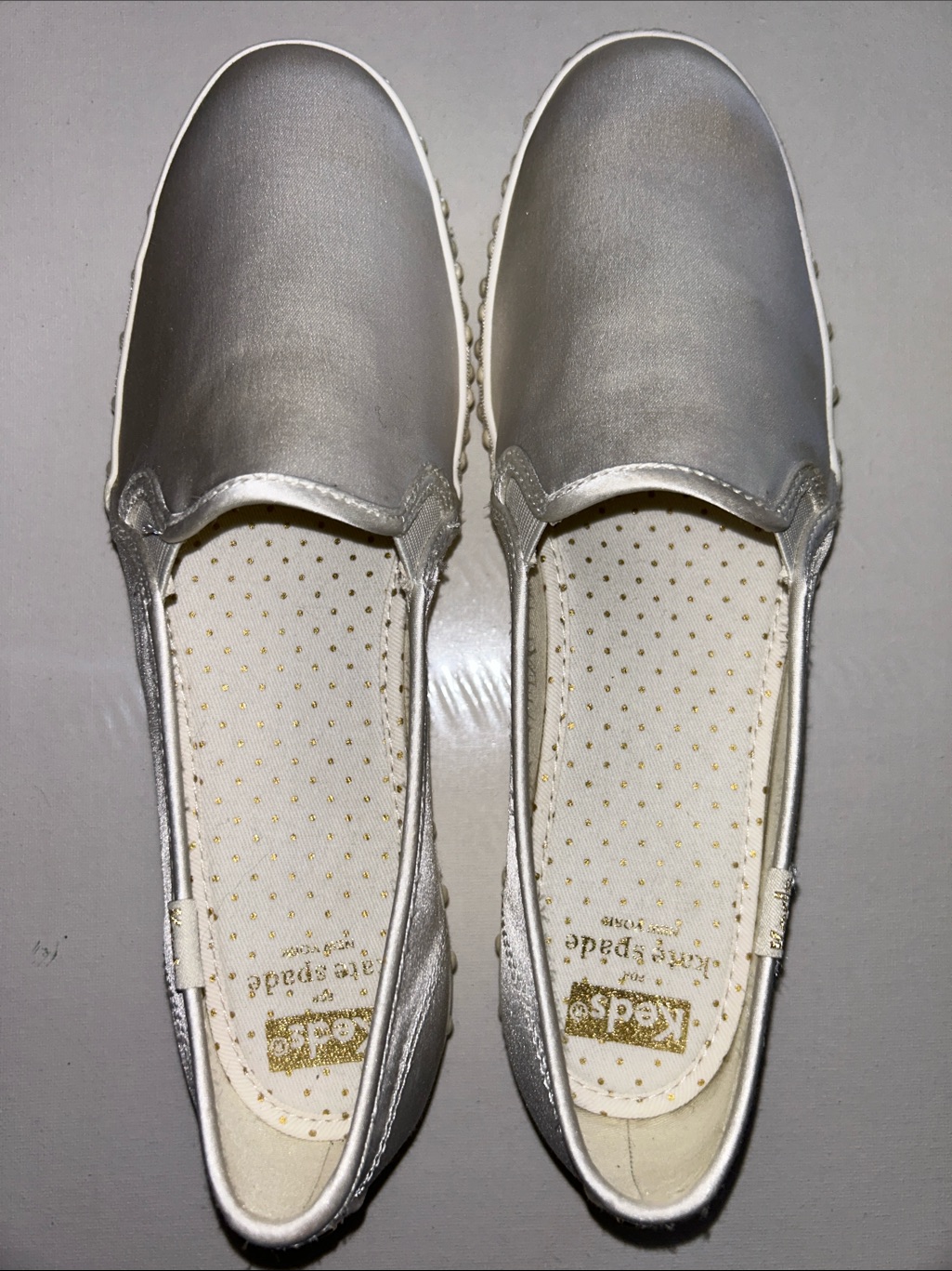 Nwob Keds Kate Spade New York Bridal Triple Decker Pearl Embellished Sneakers